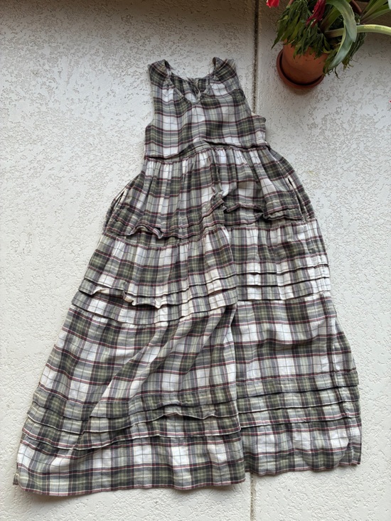 Basin + Range Dresses & Skirts - Basin + Range Organic Cotton Plaid Tiered Midi "Ranch" Farmhouse Dress